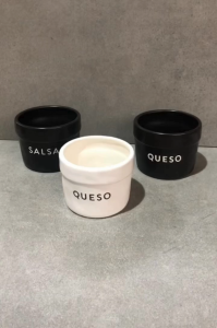 Muraditohome Taco Night Ceramic Dip Bowl Labeled Guac Queso Salsa Chips Condiment Pot