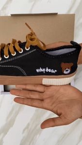 HR COLLECTION - Sepatu Kets Wanita Sepatu Casual Hak Datar Temali Motif Beruaang AS 167