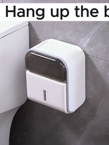 Wall-Mounted Double-Layer Tissue Holders Storage Shelf Bathroom Organizer Waterproof Ceiling Box For Storing Roll Paper
