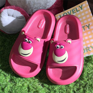 Cute Cartoon Strawberry Bear Thick Bottom Slippers Womens Summer Anti-slip Home Slippers Comfortable Soft EVA Material