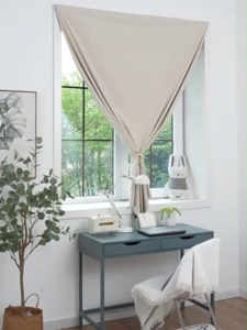 Goldstar 4Colors 100% Blackout Curtain For Window Bedroom No Punch No Drilling Plain Curtain With Magic Tape For Window