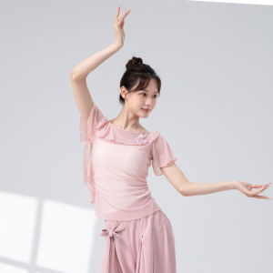 Áo Tập Khiêu Vũ Cổ Điển Áo Khiêu Vũ Hiện Đại Áo Tập Thể Dục Áo Cổ Chữ V Trang Trí Bướm Áo Cánh Mỏng Cho Nữ