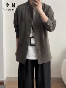 CHENMU | Áo Sơ Mi Tay Dài Cổ Henry Chất Vải Cotton Linen