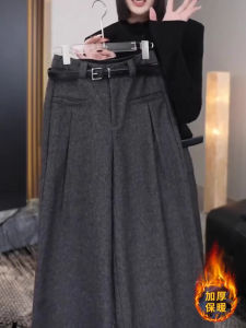 Deep Grey plus Size High Waist Tummy Covering Suit Straight Leg Pants Womens Fashion Autumn New Arrival Wide Leg Trousers