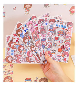 [FREESHIP] Set 4 Miếng Dán Trang Trí Điện Thoại Sổ Tay Cô Gái Hoạt Hình Dễ Thương