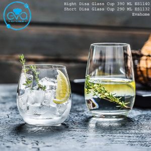 Set 6 Ly Thuỷ Tinh Dáng Bầu Tròn Disa Glass Cup Gồm 3 Ly Lùn 290 Ml Short Disa ES1132 Và 3 Ly Cao 390ML Hight Disa ES1140