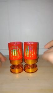Lilin Mika Merah 12 Jam Lilin Sembahyang Kaki Emas 1 Set