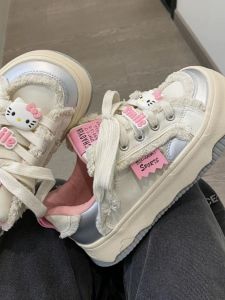 Ugly Cute KT Cat Big Head Platform Shoes Womens 2025 Spring New Thick Bottom Trendy Student White Shoes Casual Board Shoes
