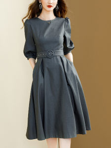 Slimming Emphasizing Waist Puff Sleeve Dress Summer