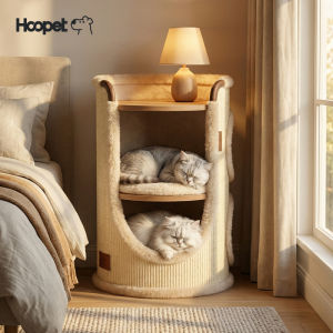 HOOPET | Space-Saving Dual-Layer Sleeping Cat Climbing Tree & Scratching Post