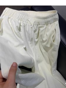 White Linen Mens Summer Thin Breathable Cleanfit Cotton Linen Wide Leg Pants Loose Straight Casual Fashionable Youth Active