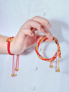 สร้อยข้อมือเชือกผูกปม DIY สำหรับคู่รัก สร้อยข้อมือสีแดงแบบถือศีลธรรมอันยั่งยืน ชุดวัสดุสำหรับทำเครื่องประดับ โซ่ล้อต่อเนื่อง