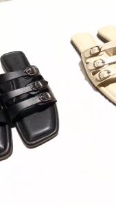 Sandal Wanita Teplek Gaya Korea Elegan | Motif Polos Warna-Warni | Nyaman untuk Nongkrong dan Santai