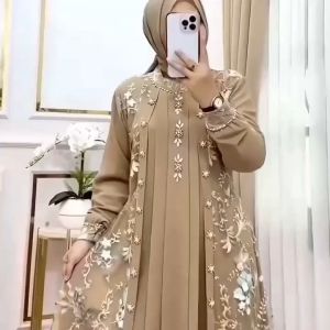 Kanaya Maxi Gamis Brukat Mewah Dua Layer Bahan Ceruty Babydoll Full Furing Terbaru 2025 Dress Brokat Wanita Gaun Pesta Remaja Kekinian