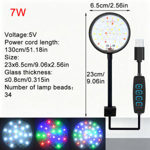 USB Aquarium LED Lamp Fish Tank Light Decor Aquatic Plant Multiple Modes Dimmable Lightness Full Spectrum Mini Clip Light 5V