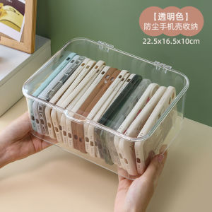Phone Case Storage Box Dustproof with Cover Transparent Acrylic Large Capacity Phone Holder Protective Case Organizing Box