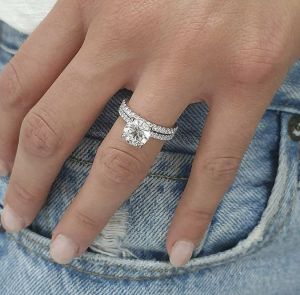 Nữ Mạ Bạc Hình Học Punk Bộ Nhẫn Đính Đá Cubic Zirconia Cưới Đính Hôn Trang Sức Inox Size 5-11