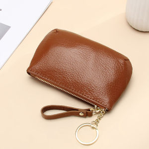 Fashionable Genuine Leather Key Pouch for Women Soft Leather Zipper Coin Purse Top Layer Cowhide Car Key Holder Youth Style