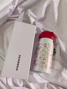 《223》Starbuck Tumbler Thermos Mug 350ml Cute Love Code Cartoon Co-branded Water Bottle Childrens Gift  Korean Bounce Cover Cup