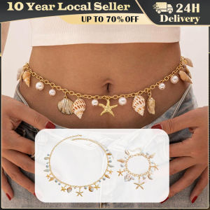 Fashionable Metal Body Chain for Women Showcasing Imitation Pearls and Conch Designs for A Stylish Look Docona Bohemian Sea Star Conch Waist Chain Women Summer Beach Party Shell Imitation Pearl Body Chain Holiday Accessories