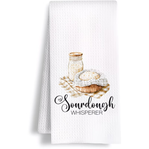 1 Piece "Sourdough Whisperer" Kitchen Towel White Kitchen Towel with Decorative Bread Pattern Dish Towel Hand Towel Kitchen Decorative Towel Neighbor Gift Sweet Housewarming Gift for Friends Mom Gift Friends Birthday Gift