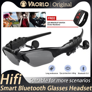【FREE LED BRACELET WATCH】 VAORLO Original Stereo Earphones Wireless Headset with Mic Glasses Sunglasses for Driving Cycling Sports Noise Reduction Headphones
