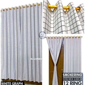 gorden jendela motif kotak kotak 10 ring hordeng pintu tirai minimalis