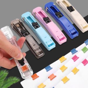 VMCTRD Traceless Clip Pusher Hand Push Reusable Document File Stapler High Quality Metal Paper Binding Clip Student Gift