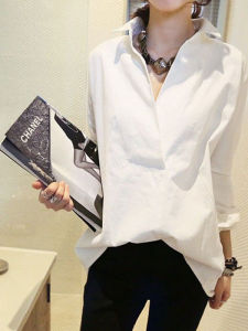 Casual Loose Long Sleeve Shirt Medium Length
