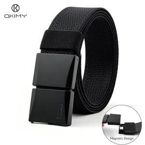 OKIMY Mens Belts High Elastic Nylon Belt Automatic Buckle Breathable Belt Outdoor Trendy Utility Waist Belts 120cm Adjustable Length Scratch Resistant Belts Casual Belt for Men Vintage Jeans Belt