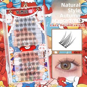 Natural Looking Thick Maple Leaf Fake Eyelashes for Women C Curved Fine Black Stem Suitable for Various Skin Types Made in China