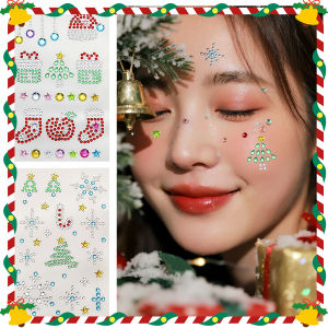 Yolanda 1 ชิ้น DIY สติ๊กเกอร์ติดหน้า ติดงานรื่นเริง ต้นคริสต์มาส เกล็ดหิมะ ดาว ของขวัญคริสต์มาส Make up sticker