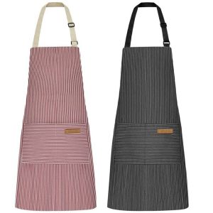 Striped Polyester Neck-Hanging Apron - Restaurant Cafe Gardening Workwear Wholesale Server Kitchen Aprons for Men & Women