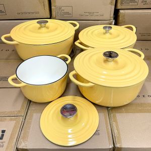 [Goose Yellow] Exported to Japan Quality Enamel Pot Cast Iron Pot Stew Pot Soup Pot For Home Non-Stick Enamel Induction Cooker