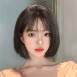 MONLEYTA | Womens Short Hair Wig Thin Natural Airy Bangs Full Head Cover Lolita Summer Fashion Simulation Hair Popular JK Style