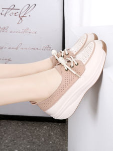 Leather Thick Heel Slope Followed Flat Bottom Womens Sandals Comfortable Casual Style Spring Autumn New Model Sports Suitable