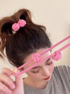 2023 New Premium Chinese Knot Womens Hair Ties High Horse Tail Hair Bands Adult Cotton Linen Hair Accessories