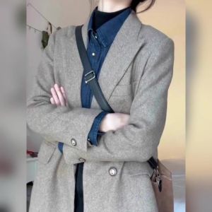 YUFUQING | Elegant Oatmeal Color Womens Suit Jacket Loose Fit Premium Quality Spring New Style Casual Businesswear Polyester Fiber