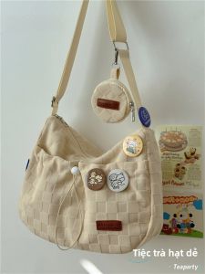 Túi Đeo Chéo Kiểu Nhật Bản Dung Tích Lớn Cho Học Sinh Đi Học Và Đi Làm Bằng Vải Polyester Có Khóa Kéo Mềm Có Thể Gấp Lại