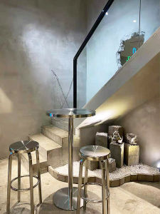 Industrial Style Stainless Steel round Table Coffee Shop Dessert Bar Square Dining Table And Chair Combination Commercial Use