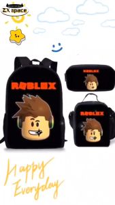 5Color Roblox Student Schoolbag Meal Bag Pencil Case robloxs Backpack Set Of Three robloxs bag fo