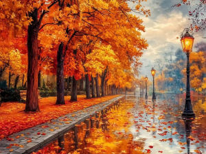 500 1000 1200 2000pcs Jigsaw Puzzle Autumn Street Scenery Fallen Leaves Golden Trees For Adults Family Fun Brain Teaser Gift