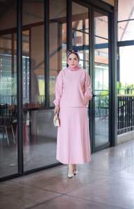 Mokuma-Setelan Rok Lengan Panjang Karet Bahan Kinit Premium