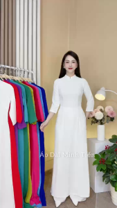 Áo Dài Lụa Mỹ Trơn Cao Cấp Hàng May Thủ Công Tỉ Mỉ - Mã B21 Màu Tím