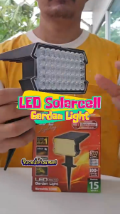 โคมไฟตั้งพื้นโซล่าเซลล์ โคมไฟปักดิน โซล่าเซลล์ ติดผนัง ตั้งพื้น LED ขนาด 15 วัตต์ แสงวอร์มไวท์ 3000K และ รุ่นสลับสี RGB