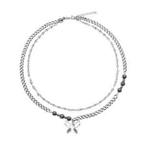 สร้อยคอไททาเนียมหลายชั้นสำหรับผู้ชาย Black Degree ดีไซน์เรโทร ดีไซน์ผีเสื้อ ดีไซน์ไฮเอนด์ เครื่องประดับแฟชั่น