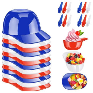 Baseball Helmet Ice Cream Bowls with Spoons 8oz Mini Dessert Cups Sundae Parfait Reusable Serving Cup for Birthday Party