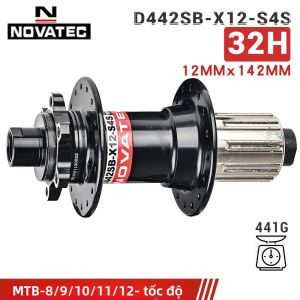 Moay-ơ Xe Đạp Leo Núi Novatec MTB D442 D041 Bánh Trước Sau 2/4 Bạc Đạn 32H BOOST THRU 15/12mm Cho Xe Đạp Leo Núi 8/9/10/11/12 Tốc Độ