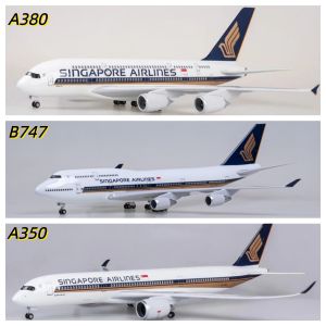 Mô Hình Máy Bay Singapore Airlines 47CM Diecast B747 A380 A350 Có Đèn & Bánh Xe Đồ Chơi Trẻ Em Bộ Sưu Tập Nhựa Resin