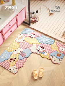 ZHIBAIJIA | Thảm Chống Trượt Hút Ẩm Nhanh Khô Hình L Cho Phòng Tắm
